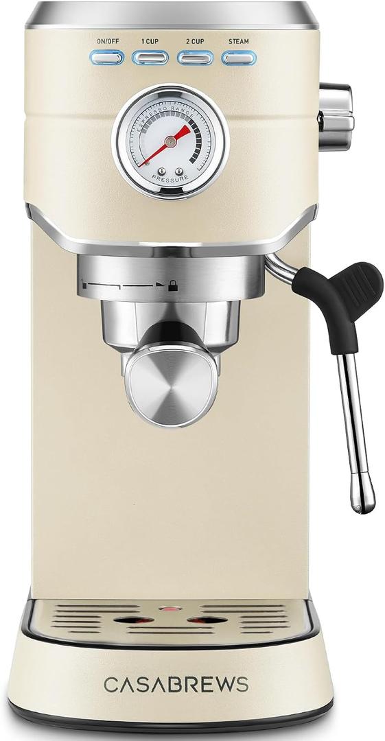 CASABREWS CM5418 Espresso Machine 20 Bar, Small Espresso Maker with Milk Frother Steam Wand, Stainless Steel Espresso Coffee Machine with 34oz Removable Water Tank, Cafetera Espresso, Creamy 