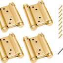 2 Pairs (4Pcs) of 3" Stainless Steel Cafe Saloon Door Swing Self Closing Double Action Spring Hinge Brass w/Screws
