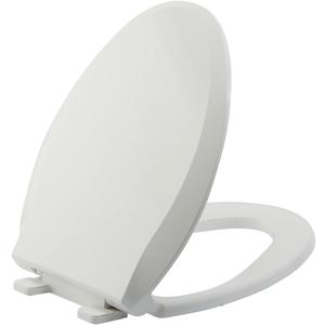 JINGZE Elongated Toilet Seat Slow Close, Quiet Toilet Seat Cover with Never Loosen Durable Toilet Seat Lid Easy to Install & Clean, Polypropylene (PP), White