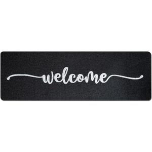 Long Doormat 48x 16 inch Front Door Mat Welcome Doormat Front Door Mat Welcome Floor Mat for Front Door Outdoor Indoor Porch Entrance Decor Black