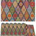 Set of 6 Washable Colorful Bohemian Placemats Non-Slip Heat-Resistant 12x18 Inch Thick DecorativeLinen Table Mats for Dining Table Home Dcor