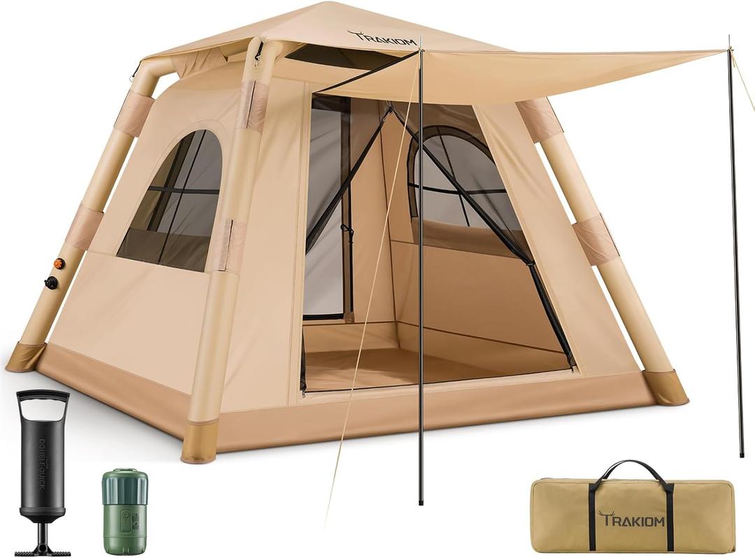 Inflatable Tents for Camping 2-4 Person, Easy Set Up Camping Tent with Automatic & Manual Pump, Waterproof Blow Up Tent for Family Outdoor