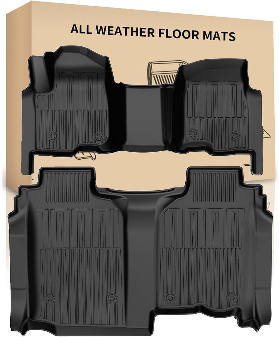 Floor Mats for 2020-2026 Chevy Silverado/GMC Sierra 1500/2500HD/3500HD Crew Cab & 2019 1500 Crew Cab Without Rear Underseat Storage Box, Front Bench Seat