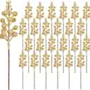 24 Pack 9 Inches Glitter Artificial Berry Stems, 15 Berries per Stem, Christmas Tree Picks Ornaments, DIY Xmas Wreath, Floral Arrangements Home Dcor, Winter Wonderland Decoration