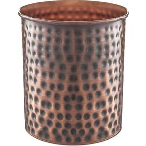 Monarch Abode Kitchen Utensil Holder Hand Hammered Metal Antique Copper Utensil Holder, Decorative Utensil Crock for Kitchen Counter, Cooking Tool and Spatula Holder for Countertop, Caddy Organizer