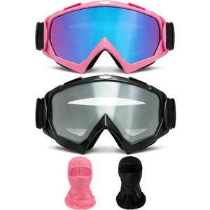 2 Pack Dike Bike Goggles Motorcycle ATV Riding Goggles With 2 Pack Breathable Bandana Mask