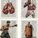 KSDUT Retro Boxing Wall Art Decor Set of 4 - Vintage Artwork Poster Prints Boxing Club Wall Decor Boxing Glove Gifts Wall Art for Office Games Sports Room Decorations - 8"x10" Unframed