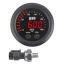 Universal Oil Pressure Gauge Kit 2-1/16" (52mm) 150 PSI - Digital Meter Red Display with 1/8NPT Electronic Sensor - for Boat Marine Car Auto Truck Automotive Gauge Sets