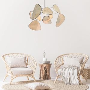 LightInTheBox Boho Bamboo Rattan Chandelier  Woven Wicker Pendant Light Fixture, Farmhouse Sputnik Rattan Ceiling Light for Living Room, Dining Room, Bedroom