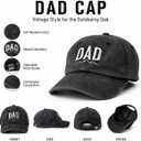 Dad Hat for Men, Washed Cotton Baseball Cap with Brown Leather Patch, Adjustable (Gray)