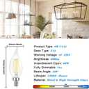 TOBUSA Dimmable E12 Candelabra LED Bulbs 60 Watt Incandescent Equivalent, 5000K Daylight White, Clear Filament Chandelier Light Bulbs 6W, 600lm, CA11 Vintage Ceiling Fan Light Bulbs with Flame Tip