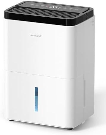 3000 Sq.Ft Dehumidifiers for Home with Drain Hose 35 Pints, Compressor Dehumidifier Smart Humidity Control, 3 Modes, 24H Timer, Auto-Defrost, Dry Clothes Dehumidifiers for Basement Bathroom Bedroom