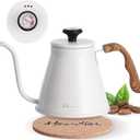 Harriet Gooseneck Kettle with Thermometer for Pour Over Coffee and Tea, 37 fl oz, Stainless Steel, Durable 3-Layer Base, Ideal Spout for Precision Pouring, Compatible with all Stove Tops, White