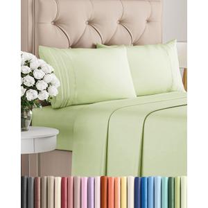 King Size 4 Piece Sheet Set - Comfy Breathable & Cooling Bed Sheets Set - Hotel Luxury Bedding for Women, Men, Kids, Teens, Boys & Girls - Deep Pockets and Wrinkle Free - Oeko-Tex - Light Sage Green