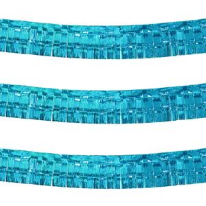 Thick 10 Feet by 15 Inch Turquoise Foil Fringe Garland - Pack of 3 | Shiny Metallic Tinsel Banner for Parade Floats, Bridal Shower, Wedding, Birthday, Christmas | Wall Hanging Drapes (3)