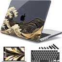 May Chen for 2026 MacBook Pro 14-inch M5 M4 M3 M2 M1 Pro/Max Chip, Release 2026 2025-2021, Model A3427 A3426 A3434 A3112 A3401 A3185, Plastic Hard Shell with Keyboard Cover, Black Sea Wave