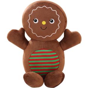 Plush Gingerbread Man Throw Pillow Cartoon Christmas Pillow Soft Hugging Pillow Cushion Fluffy Stuffed Pillow Brown,15.7 Inch