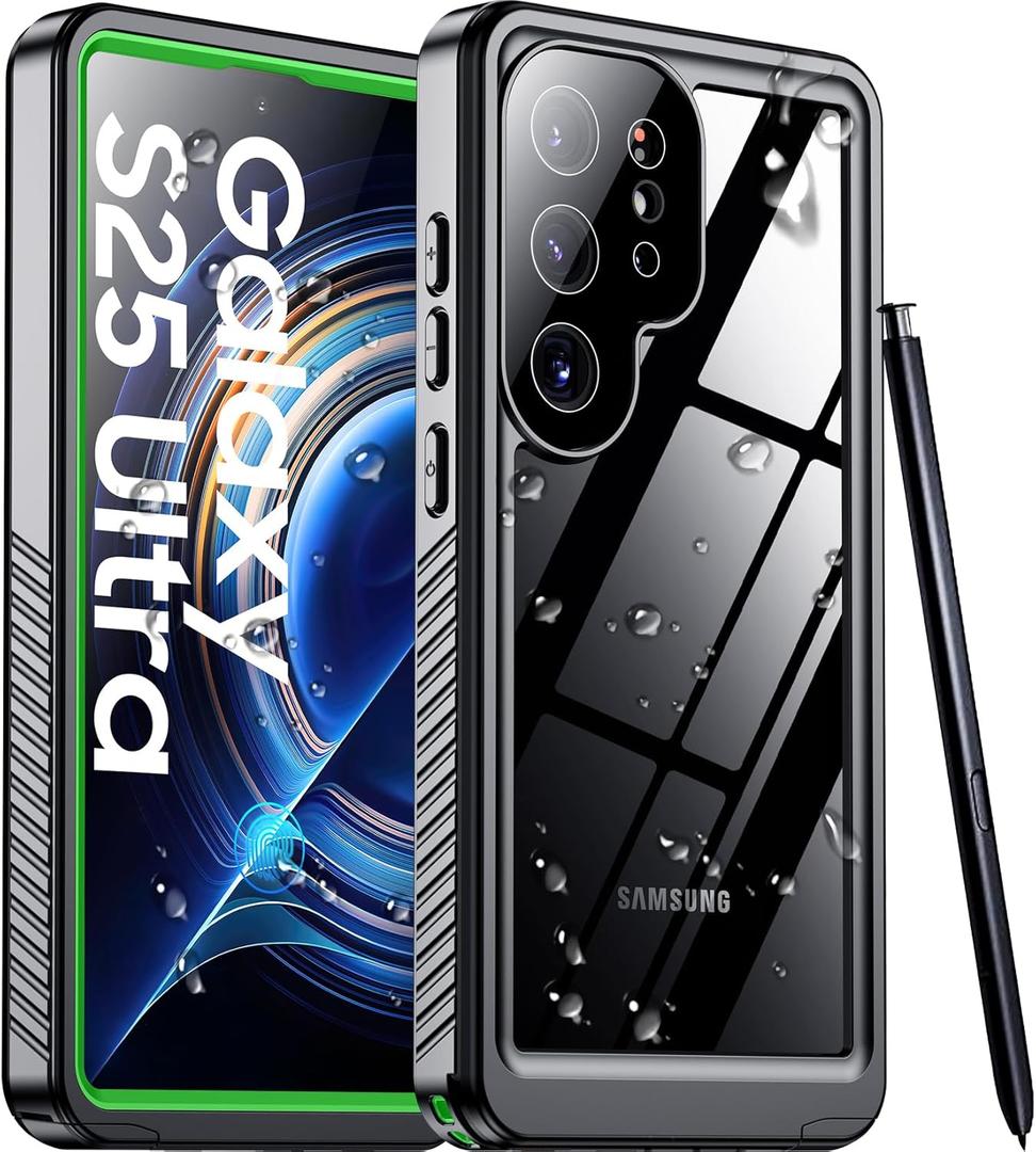Temdan Designed for Samsung Galaxy S25 Ultra Case Waterproof, Built-in Lens & Screen Protector Military Grade Shockproof Dropproof IP68 Underwater Full Body Phone Case for Galaxy S25 Ultra 6.9"-Green