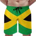 Mens Jamaican Flag Swim Trunks Quick Dry Board Shorts with Mesh Lining (M)