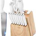 Home Hero Kitchen Knife Set with Sharpener - High Carbon Stainless Steel Knife Block Set with Ergonomic Handles (16 Pcs - White)
