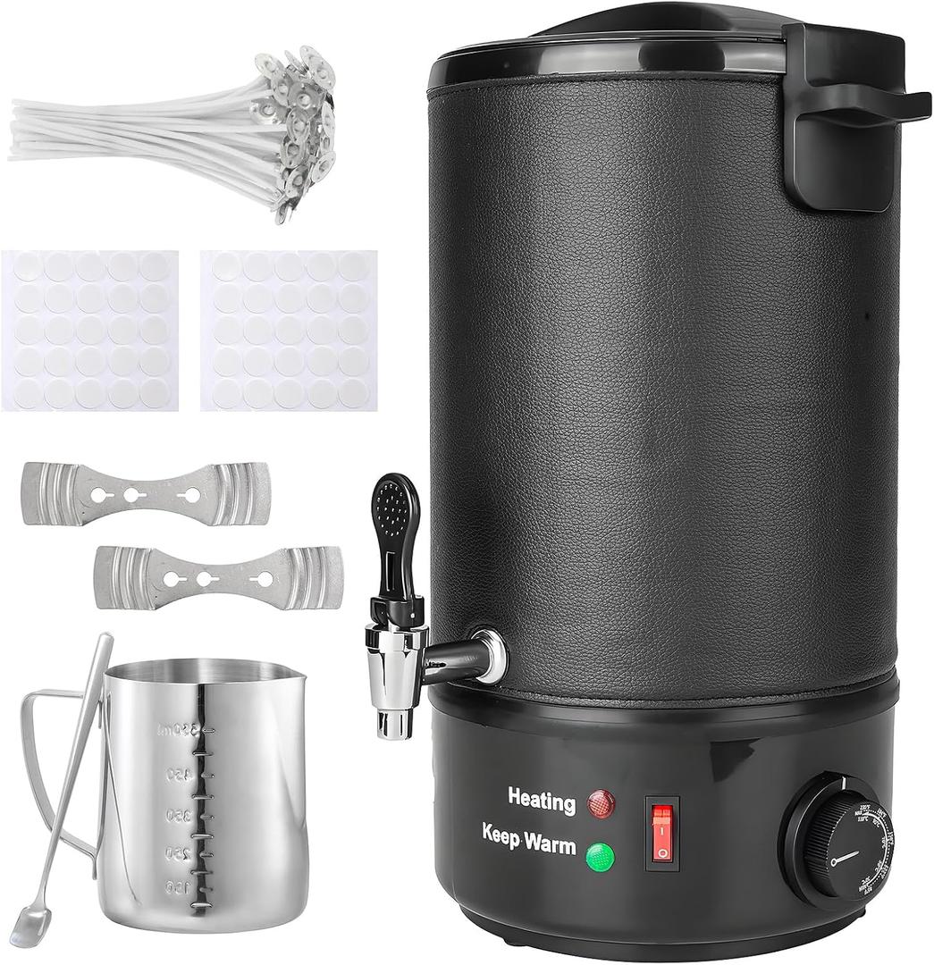 POWLAB Commercial 8L Wax Melter for Candle Making - Electric Wax Melter for Candle Making with Easy Pour Spout, Temperature Control & Quick Melt Design - Ideal for Soap, Soy Wax, Home or Business Use