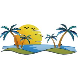Shimeyao Coastal Metal Wall Art Palm Tree Metal Wall Art Outdoor Beach Bathroom Decor Tropical Tree Sculptures for Indoor Outdoor Decor(Sunset)