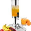 Hot and Cold Beverage Dispenser with Stand, 0.79 Gallon All-in-One Commercial Drink Dispenser with Ice Core&Stainless Steel Drip Trays for Parties, Beer Bar, Coffee (1 HEAD-0.79 GAL, SILVER)