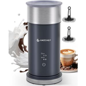 IPX6 Waterproof Electric Milk Frother and Steamer 4-in-1 Coffee Frother for Hot & Cold Foam, Single-Button Control, Quick 80s Frothing, Milk Steamer for Lattes & Cappuccinos