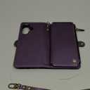 Defencase for iPhone 16 Magnetic Wallet Case Compatible with Magsafe with RFID Blocking Zipper Pocket & Card Holder for Women Men PU Leather Strap Detachable Case for iPhone 16 (6.1 inch), Purple