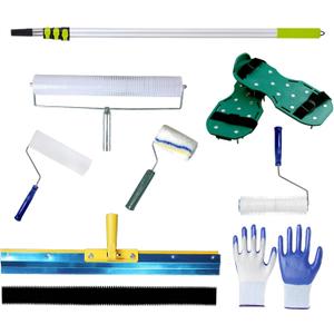 Self Leveling Concrete, Epoxy Floor Kit, Garage Floor Epoxy Kit Self Leveling Rake, Telescopic Pole, Floor Leveling Tools, Spike Roller for Self-Leveling, Spike Shoes for Epoxy Flooring