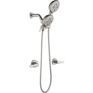 2 Handle Shower Faucet Shower System Complete 2 in 1 Shower Combo Set with Handheld Showerhead Shower Trim Kit Shower Fixtures Brushed Nickel