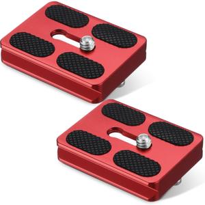 Frienda 2 Pieces Metal Quick Release Plate with 1/4''-20 Camera Screw Tripod Mount Plate Fits Standard for DSLR Camera Tripod Ball Head (Red,PU50)