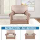 H.VERSAILTEX Velvet Stretch Couch Cushion Cover Plush Cushion Slipcover for Chair Cushion Furniture Protector Seat Cushion Sofa Cover (1 Piece Armchair Cushion Covers, Ivory, XL)