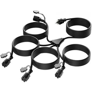 K KASONIC - 31FT Christmas Lights Outdoor Extension Cord with Mutil Outlets, ETL Listed Heavy Duty Electrical Cord with Protective Covers, Weatherproof Extension Cord for Outside, 16AWG/1625W, Black