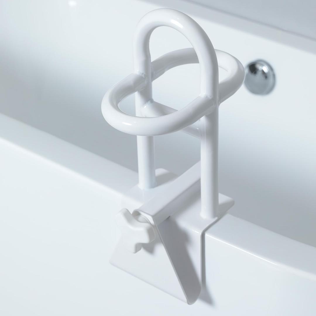 Triple Grip Adjustable Bathtub Handles for Seniors, Fits 3-Inch+ Thick Walls. Please Measure Before Purchasing Tub Grab Bars for Side of Tub, Handicap Grab Bars, Tub Handles for Elderly Balance