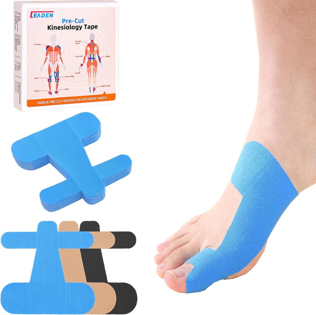 Precut Kinesiology Tape for Bunion, 40 Pcs, Bunion Corrector & Relief, Big Toe Support and Pain Relief, Breathable Hypoallergenic Latex-Free Tape (Blue)