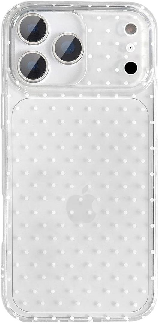 QLTYPRI Cute Phone Case for iPhone 17 Pro Case Polka Dot Fashion Aesthetic Design for Women Girls, Slim TPU Shockproof Protective Phone Cover for iPhone 17 Pro - Clear