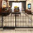 Extra Wide Baby Gate Tension Indoor Safety Gates Black Metal Large Pressure Mounted Pet Gate Walk Through Long Safety Dog Gate for The House Doorways Stairs (62.2"-66.93"/158-170CM, Black)