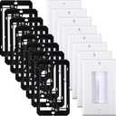 8 Pack Brush Wall Plate with Low Voltage Mounting Bracket, Cable Pass Through Insert for Wires, Single Gang Cable Access Strap, Wall Plate Cable Pass Through, Wall Socket for HDTV (White)