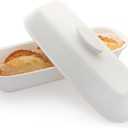 Ceramic Loaf Pans for Baking Bread,Unglazed Stoneware Bakeware for Baking Homemade Loaves, Square Bread Baker with Lid for Oven,Easy to Clean