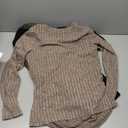 Ficerd 3 Pack Women's Long Sleeve T Shirts Cotton V Neck Slim Fit Tops Ribbed Knit Layering Casual Basic Tees Fall (Medium, Black, Mocha Brown, Matcha Green)