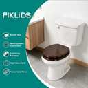 Toilet Seat, Solid Wood, Rubber Wood, High Gloss Finish, Walnut Brown, PIKLiDS (Round)