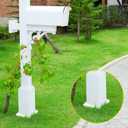 6 x 6 Inches Vinyl Post Sleeve Adjustable Vinyl Post Skirt White Base Porch Column Wraps for 3 to 6.5 Inch Wood Stair Rails(White,8 Pack)