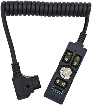 Chikoni D-tap Male to 3 Port Female Splitter Power Cable Hub Connector with USB and Indicator Light Suitable for Anton Bauer V-Mount ARRI RED Camera TILTA Steadicam IDX Battery, for D-Tap outputs