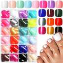 Lifextol 576PC Press on Toenails for Women Fake Toe nail Press ons Acrylic Toe Press on Nails Set, 24 Color Press on Toe nails Press on Fake Toenails Press ons Acrylic Toe Nail Tips Kit with Glue&Tabs