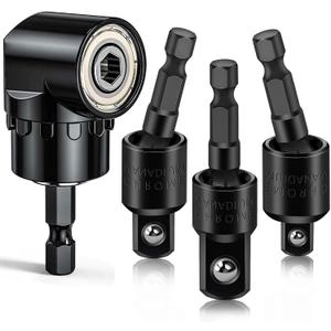 Flexible Drill Bit Extension Set with Right Angle Attachment, 360 Rotatable 1/4 3/8 1/2" Impact Grade Socket Adapter Sets for Cordless Drill & Screwdriver, Power Drill & Driver