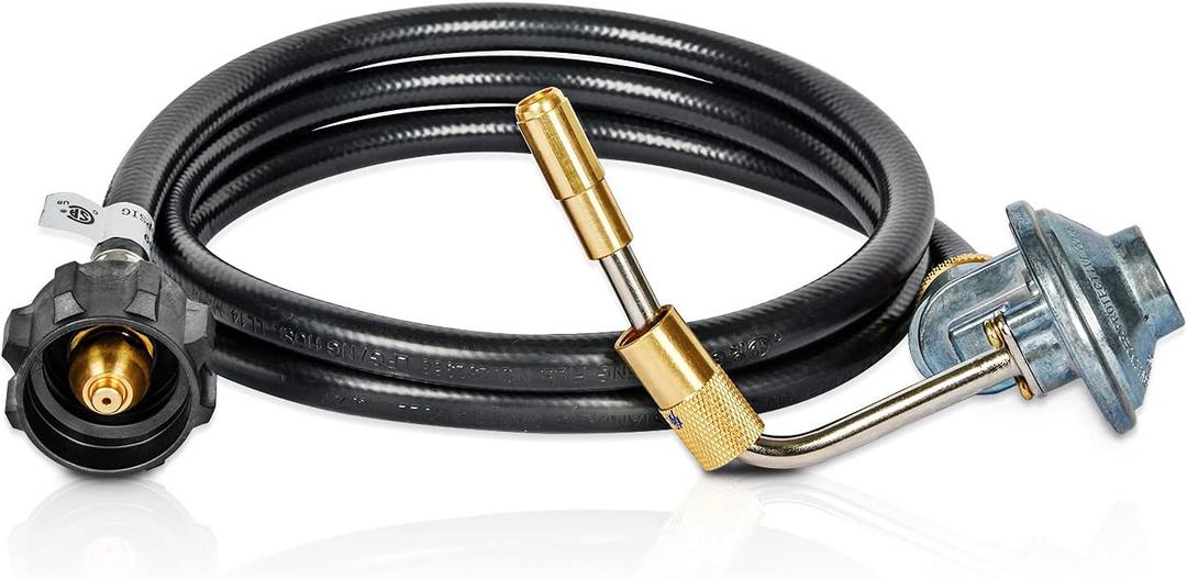 GasSaf 5 FT Propane Adapter Hose with Griddle Regulator, Griddle Gas Conversion Kit for Blackstone 17, 22 Tabletop Griddles and Blue Rhino Razor Griddle
