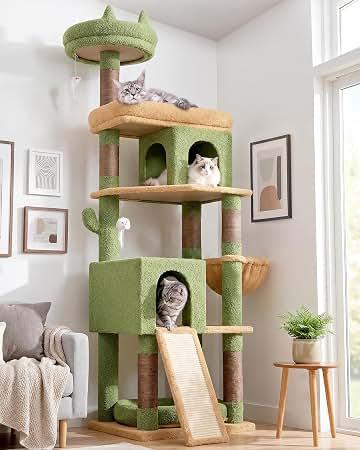 Globlazer S72 Heavy Duty Cactus Cat Trees for Large Cats 20 lbs+, Green