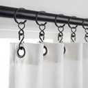 50 Pack Black Curtain Rings with Eyelets 1.5 Inch Inner Diameter Eyelet Curtain Rings for Pin Hooks Metal Drapery Ring with Clips