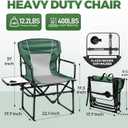 2 Pack Camping Chairs with Side Table & Cup Holder 400 lbs, Green